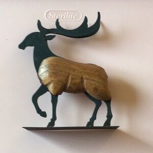 Vintage Wooden Elk and Metal Horn Legs Tail Art Sculpture Rare